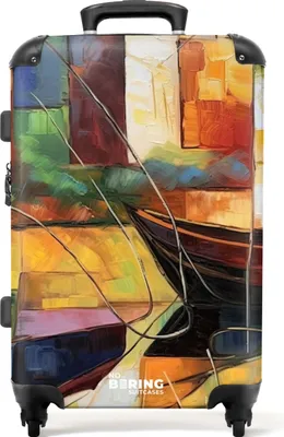 Produktbild von NoBoringSuitcases.com® Großer Koffer - Abstrakt - Kunst - Boot - Farben - Kombinationsschloss TSA - Hartschalen Trolley 4 Rollen - 72 liter - Reisekoffer - 66 cmKoffer Mittelgroß 67x43x25 cm, 72L,