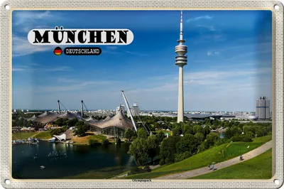 Produktbild von Blechschild Städte München Olympiapark Fernseherturm 18x12cm