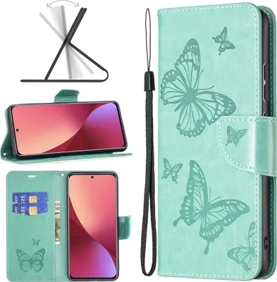 Produktbild von Mobigear Butterfly  Xiaomi 12 Hülle Klapphülle Geldbörse - Grün