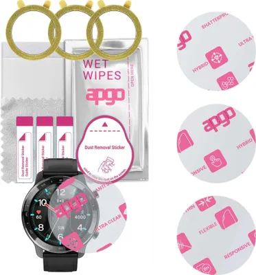 Produktbild von apgo 3 Stück Schutzglas, klar, kompatibel mit Garett Street Style Smartwatch, Hybrid 8H, Ersatz für Hartglas, Displayschutzglas, Bildschirmschutz, Displayschutz, kratzfest
