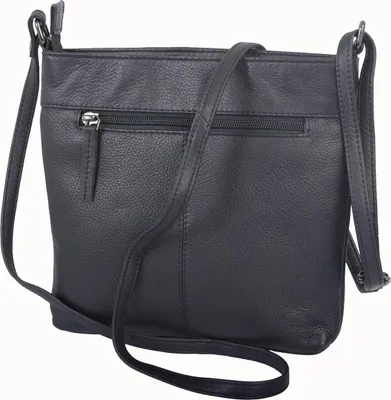 Produktbild von Handtasche schwarz, 21x22x4cm, mit 3 Außenreißverschlüssen, Innenreißverschlussfach und Handyfach