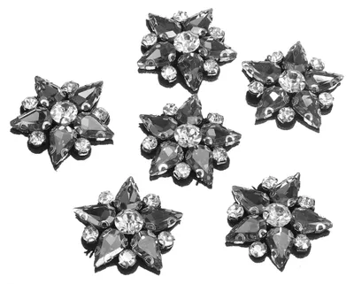 Sterpatches mit Strass, 6 Stück, grau, 30x30 mm