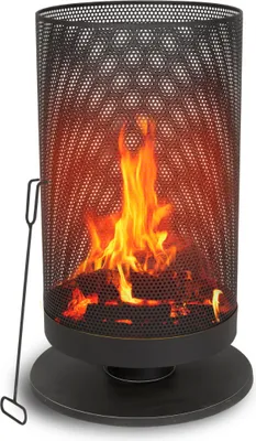 Produktbild von BBQ Collection Feuertonne mit Funkenschutz Feuerkorb 44,5 x 72,5 cm - Terassenofen mit Schürhaken - Feuerstelle Outdoor für Garten und Terrasse - Kohlenstoffstahl