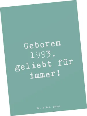 Produktbild von Mr. & Mrs. Panda Postkarte Spruch 1993 Geburtstag - Meeresbrise - Geschenk, Glückwunsch, Alter, Liebe, Erinnerungen, Fotokarte, Postkarten, Motivkarte, Grußkarte