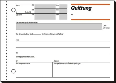 Produktbild von Formularbuch Quittung A6 quer VE=10x50 Blatt