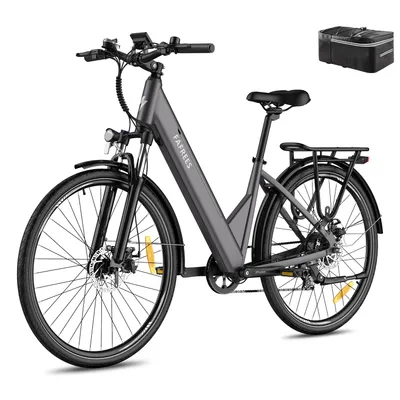 Produktbild von City E- Bike Rostfreie Aluminiumlegierung 36 V 15 Ah 540 Wh bis zu 90 km-110 km 27,5 Zoll Wasserdicht IP54, Elektrofahrrad mit 7 Gang und App, Grau