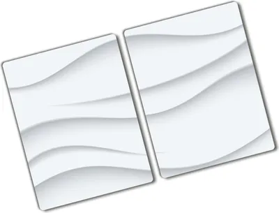 Produktbild von Tulup Glas Herdabdeckplatte - 2x40x52 cm - Glaskeramikkochfeld-Abdeckung Spritzschutz Glasabdeckplatte Kochplattenabdeckung und Schneidebrett - Zweiteilig - Kunst: modern & klassisch - Wellen Abstraktion - Weiß