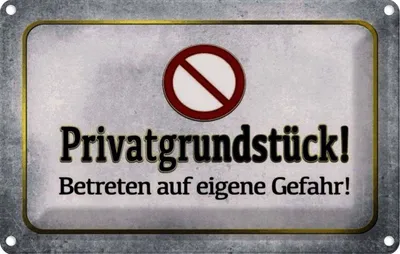 Image de vianmo Plaque en tôle 20x30 cm Privatgrundstück! Gefahr