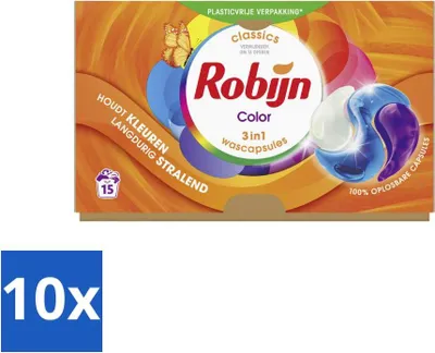 Produktbild von Robijn - 3-in-1 Color - Waschkapseln - 15 Wäschen - Vorteilspack - 10 Stücke