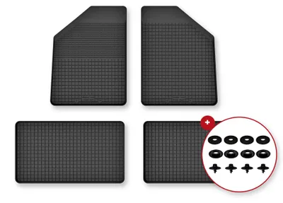 Image de Tapis de sol en caoutchouc pour Volkswagen Routan 2008-2016 (monospace) – 4 pièces, noirs, semi-universel, adapté