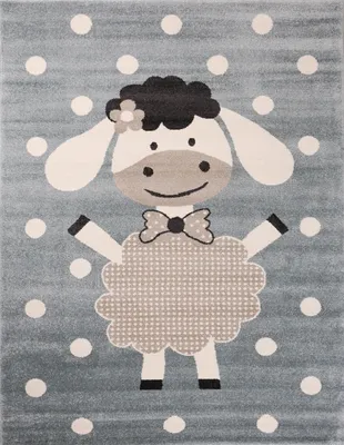Produktbild von Kinderteppich Kinderzimmer Babyteppich Fröhlicher Schaf Mint Blau Beige Dots, Maße:Ø 120 cm Rund