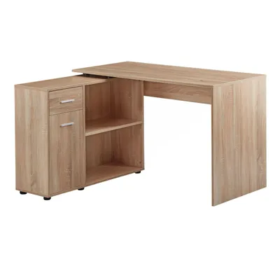 Produktbild von Design Eckschreibtisch mit Regal Sonoma 120 x 75,5 x 106,5 cm, Moderner Büro-Schreibtisch, Computer-Tisch Arbeitszimmer, Winkelschreibtisch Home Office