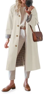 Produktbild von Tankaneo Langer Damen-Trenchcoat, einreihig, übergroß, winddicht, modische Oberb
