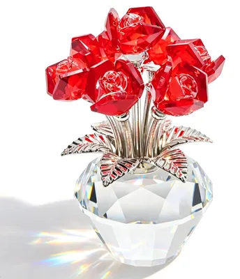 Productafbeelding van Omgoods - Rode Kristallen Rozen met Diamantvaas