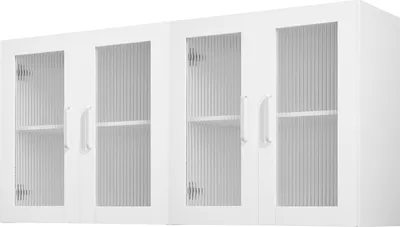 Zdjęcie produktu dla Szafka ścienna i wisząca do kuchni, łazienki i pralni – 2-poziomowa szafka górna – 4 drzwi – regulowana półka – 122 x 30 x 61 cm – nośność 72,6 kg