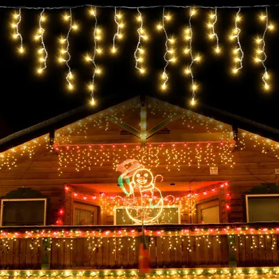 Eiszapfen-Lichterkette 15 m, 600 LEDs, warmweiß, IP44
