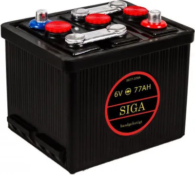 Produktbild von SIGA Oldtimer Batterie 6V 77Ah gefüllt geladen handgefertigt Oldtimer Batterie Autobatterie Starterbatterie
