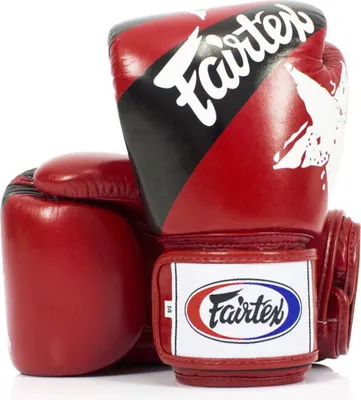 Produktbild von Fairtex Muay Thai Boxhandschuhe, BGV1 Nation Print, Rot 10 Unzen