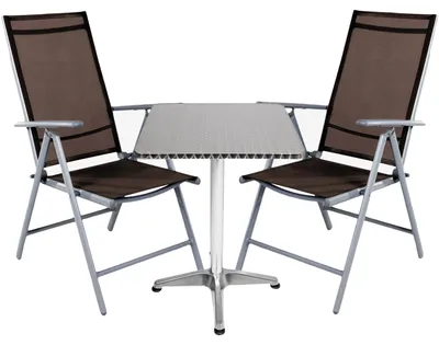 Produktbild von Bistrogarnitur 3-teilig Aluminium - Textilen / Schokobraun