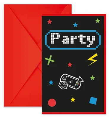 Zdjęcie produktu dla Zaproszenia z kopertami Gaming Party, 6 szt.