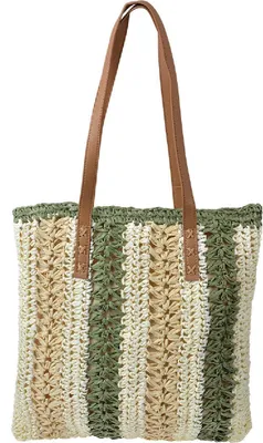 Zdjęcie produktu dla Torba plażowa Juleeze 36x40 cm Beżowo-zielona Boho Synthetic