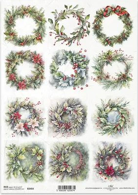 Image de ITD Papier de riz découpage Papier de bricolage Technique de la serviette R2454 Guirlandes de Noël d'hiver