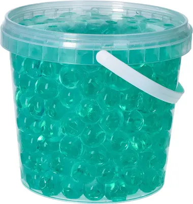 Produktbild von trendfinding 1 Liter Eimer Aqualinos Hydroperlen, Größe 1,5 bis 2,5 cm, Meergrün