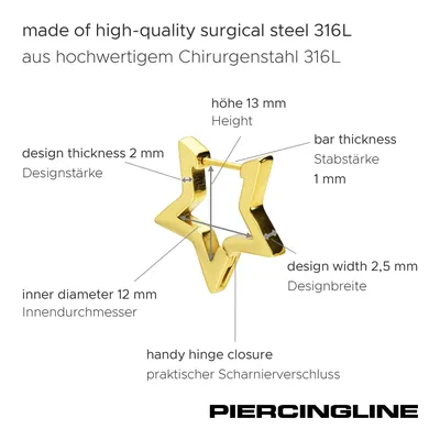 Produktbild von Chirurgenstahl Ohrclicker Creolen STERN
