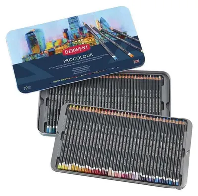 Image de DERWENT Procolour crayons de couleur à pigments, 72pcs dans une boîte en métal