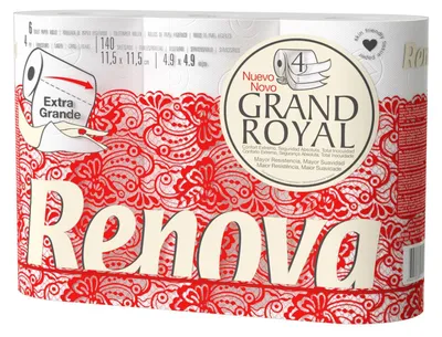 Immagine prodotto di Carta igienica Grand Royal, bianca, a 4 strati, confezione da 6 pezzi