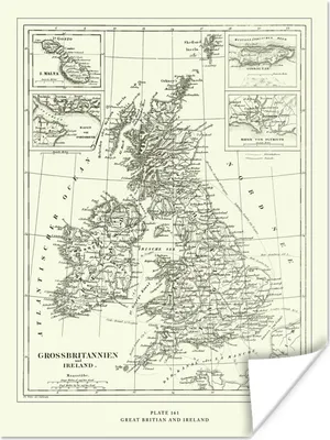 Produktbild von MuchoWow® Poster Klassische Weltkarte von Großbritannien und Irland 30x40 cm - Wandplakat - Poster Kinderzimmer