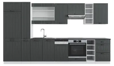 Obrázok produktu pre Kuchynka Vicco Fame-Line Antracitový vidiecky dom/biela 355 cm s vysokou skrinkou, bez pracovnej dosky, Model 39619