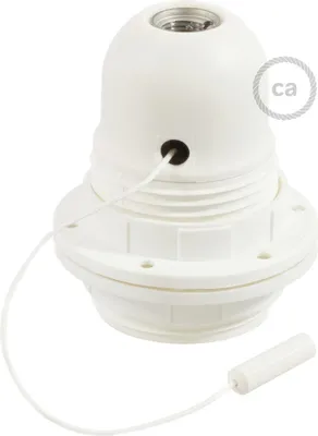 Immagine prodotto di Creative-Cables Kit portalampada E27 in termoplastica con Doppia ghiera per Paralume e Interruttore a Tirante - Bianco