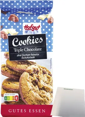 Produktbild von Hofgut Triple Choc Cookies (200g Packung) + usy Block