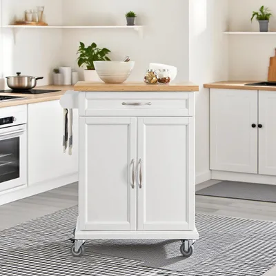Produktbild von Küchenwagen – Servierwagen – Küchenschrank – Rollwagen – Bambus-Ablagefläche – 66x45x91 cm