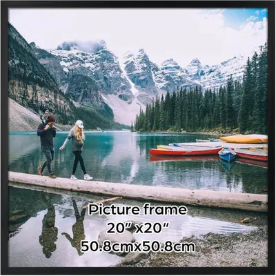 Obrázok produktu pre Rám na obrázky 50x50 cm, moderný rám na fotografie, štvorcový, čierny, vhodný na zavesenie na stenu alebo na postavenie na stôl