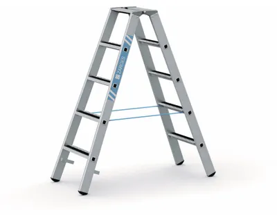 Produktbild von Zarges gebördelte Stufen-Stehleiter R13step-B eloxiert 2x5 Stufen