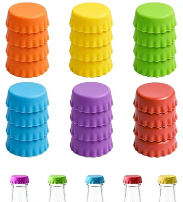 24er Set Silikon-Flaschenverschlüsse, luftdicht, 6 Farben