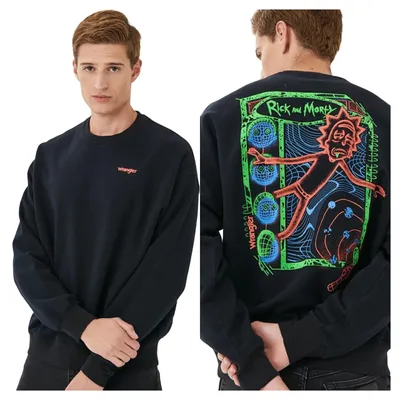 Produktbild von WRANGLER Herren, Sweatshirt RICK&MORTY CREW, XXL, Schwarz, ralph, lauren, pullover