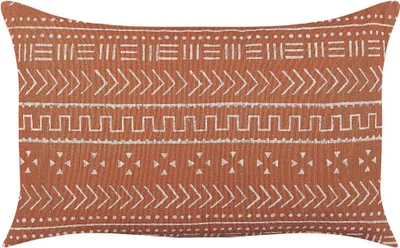 Produktbild von BELIANI Dekokissen Orange Baumwolle Bezug mit Füllung Geometrisches Muster 45 x 45 cm Boho Rustikal Sofakissen Wohnzimmer Salon Schlafzimmer