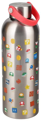 Immagine prodotto di Borraccia in metallo di Super Mario con cordino per il trasporto