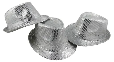 Produktbild von 3x Pailletten Hut für Damen & Herren - Silber