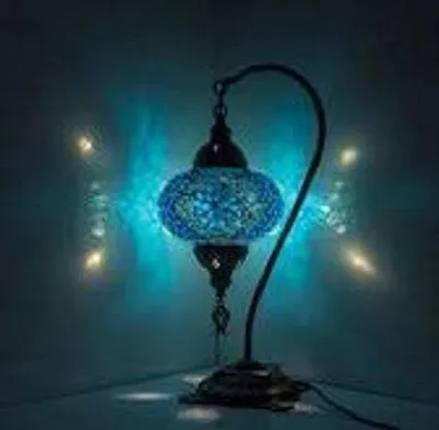 Produktbild von Mozaïek Tischlampe - Handgemachte Türkische Lampe - Marokkanische Booglampe - Ø 19 cm, Höhe 42 cm - E14 LED inklusive