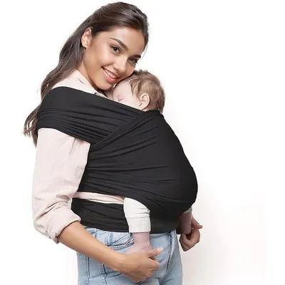 Produktbild von Minicee Babytrage Tragetuch Schwarz – Ergonomisch für Neugeborene bis 36 Monate
