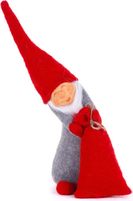 Immagine prodotto di Statuetta MagicHome Natale, Gnomo con sacco, rosso, in tessuto, 13x10x43 cm