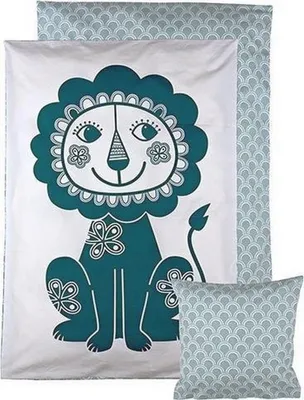 Image de Colocataire Housse de couette Lion Blanc/Bleu 100 x 140 cm