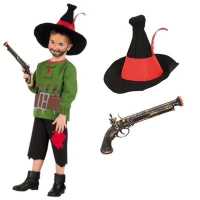 Produktbild von Kinderkostüm-Set Räuber Hotzenplotz Oberteil & Hose mit Hut & Pistole, Gr. 116