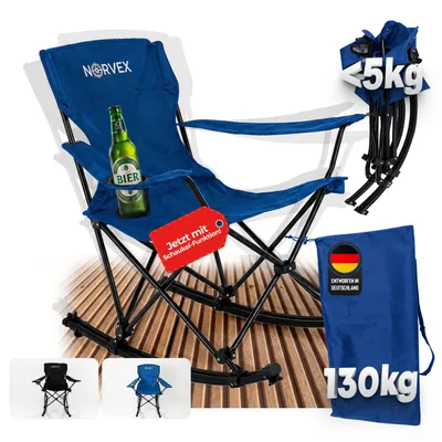 Obrázok produktu pre Skladacia turistická stolička, hojdacia stolička, NOVINKA – ideálna na hojdanie, s držiakom na nápoje a prepravnou taškou, pohodlná, ľahká, robustná a stabilná. Skladacia stolička, stolička na festivaly