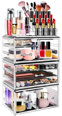 Make-up-Organizer aus Acryl, 9 Schubladen, stapelbar, transparent