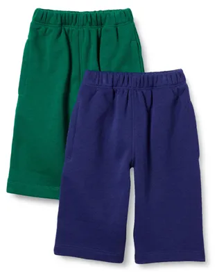 Zdjęcie produktu dla A. Spodnie dziecięce unisex, wykonane z bawełny typu french terry, 2 sztuki w zestawie, kolor: zielony/granatowy
